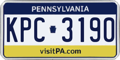 PA license plate KPC3190