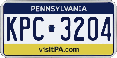 PA license plate KPC3204