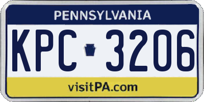 PA license plate KPC3206