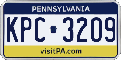 PA license plate KPC3209