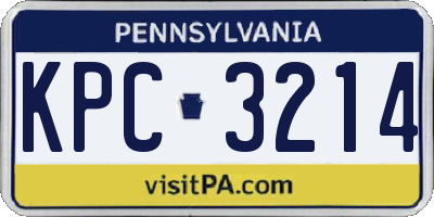 PA license plate KPC3214