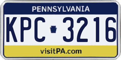 PA license plate KPC3216