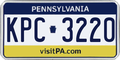 PA license plate KPC3220