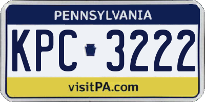 PA license plate KPC3222