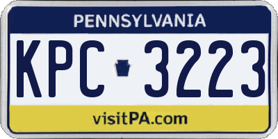 PA license plate KPC3223