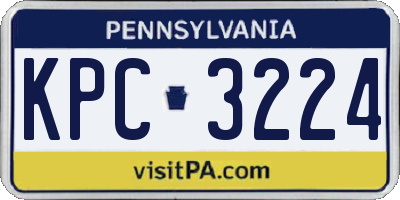 PA license plate KPC3224