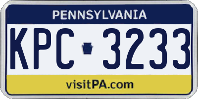 PA license plate KPC3233