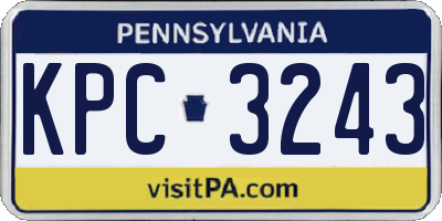 PA license plate KPC3243