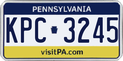 PA license plate KPC3245