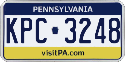 PA license plate KPC3248
