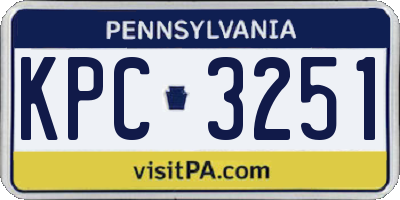 PA license plate KPC3251