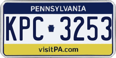 PA license plate KPC3253