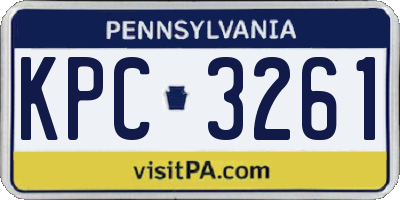 PA license plate KPC3261