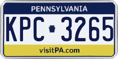 PA license plate KPC3265