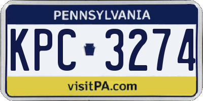 PA license plate KPC3274