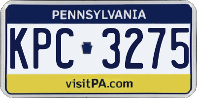 PA license plate KPC3275