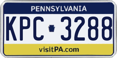 PA license plate KPC3288