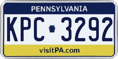 PA license plate KPC3292