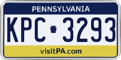 PA license plate KPC3293