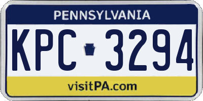 PA license plate KPC3294