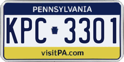 PA license plate KPC3301