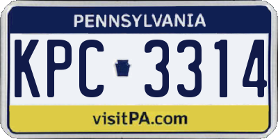 PA license plate KPC3314