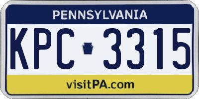 PA license plate KPC3315