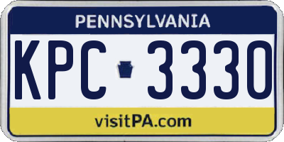 PA license plate KPC3330