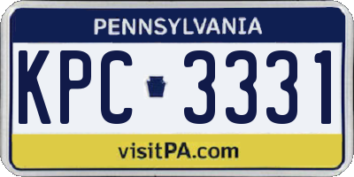 PA license plate KPC3331