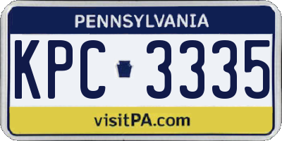 PA license plate KPC3335