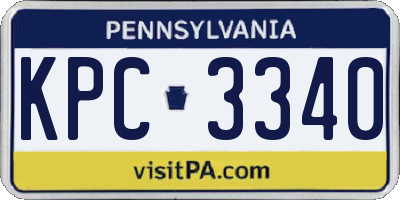 PA license plate KPC3340