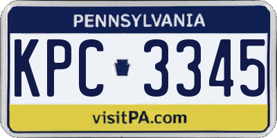 PA license plate KPC3345