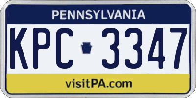 PA license plate KPC3347