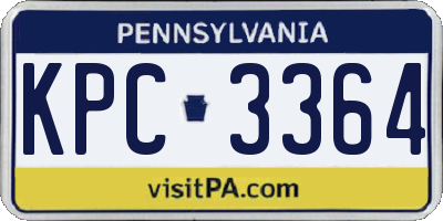 PA license plate KPC3364