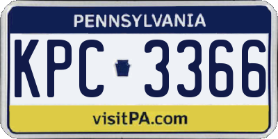 PA license plate KPC3366