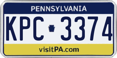 PA license plate KPC3374