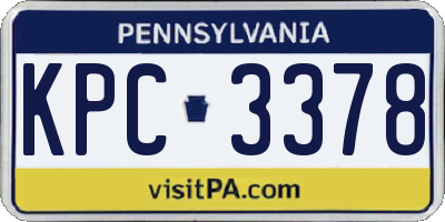 PA license plate KPC3378
