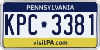 PA license plate KPC3381