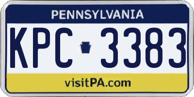 PA license plate KPC3383