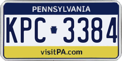 PA license plate KPC3384