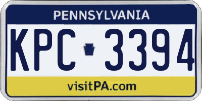 PA license plate KPC3394
