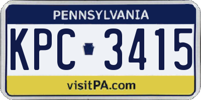PA license plate KPC3415