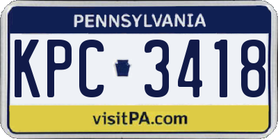 PA license plate KPC3418