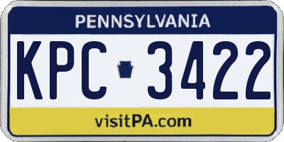 PA license plate KPC3422