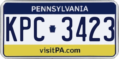 PA license plate KPC3423