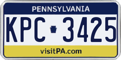 PA license plate KPC3425