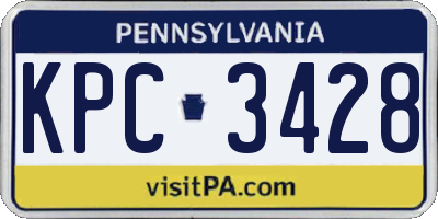 PA license plate KPC3428