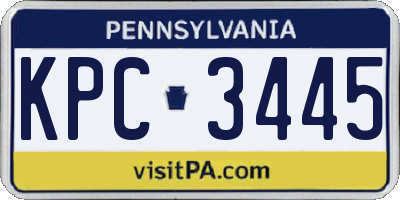 PA license plate KPC3445