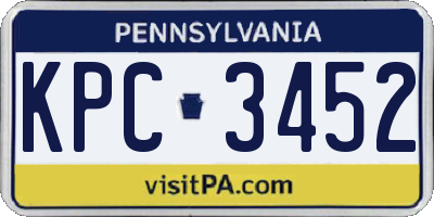 PA license plate KPC3452