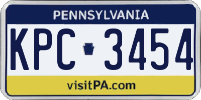 PA license plate KPC3454